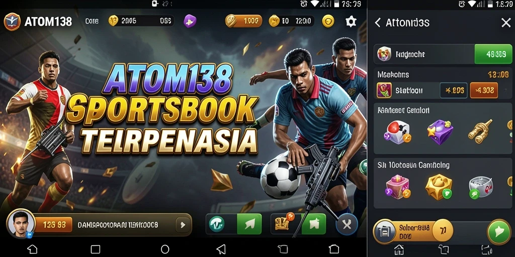 Screenshot utama ATOM138 menampilkan taruhan olahraga secara langsung.