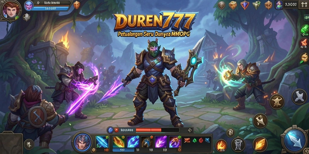 Screenshot DUREN777 menampilkan aksi pertempuran seru dalam MMORPG.