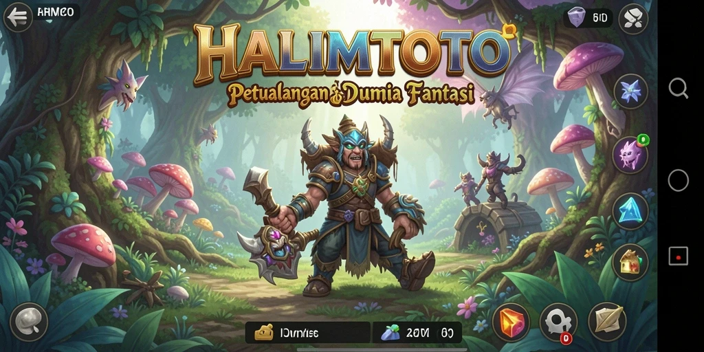 Tampilan gameplay menawan dari HALIMTOTO dengan lingkungan petualangan yang fantastis.