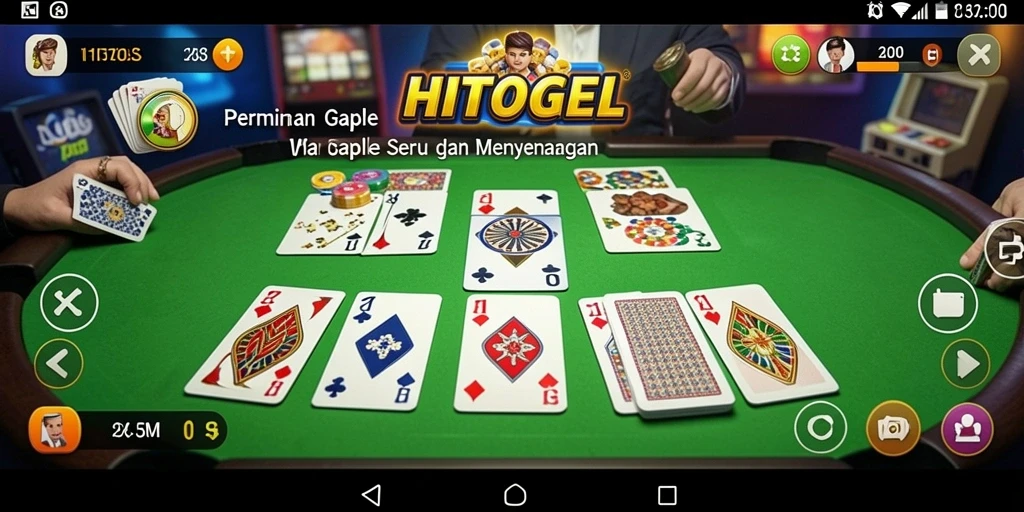 Screenshot utama HITOGEL menunjukkan pemain menikmati permainan Gaple.