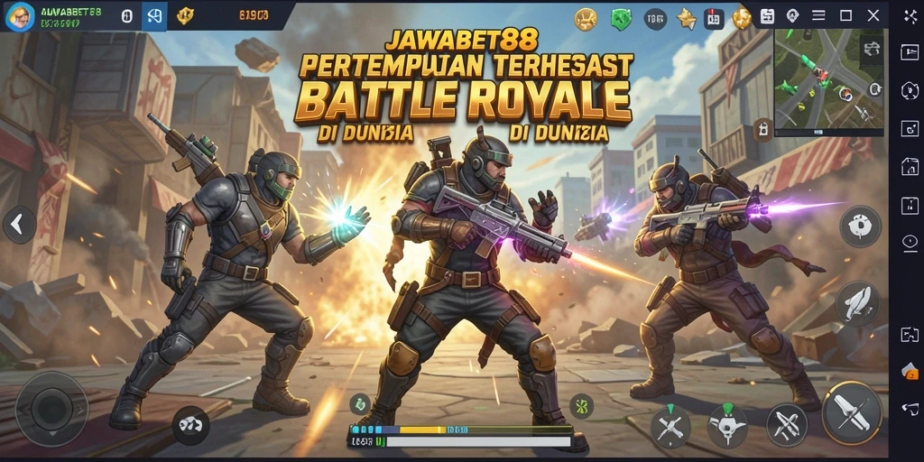 Screenshot utama JAWABET88 menampilkan momen seru dalam gameplay Battle Royale.