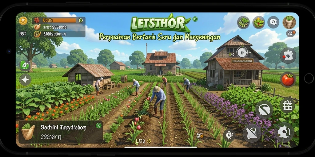 Screenshot LETSTHOR menampilkan petualangan bertani yang seru dan interaktif.