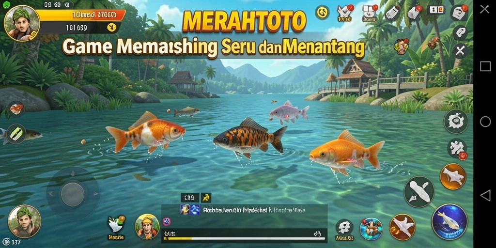 Tampilan gameplay seru di MERAHTOTO dengan pengalaman memancing yang realistis.