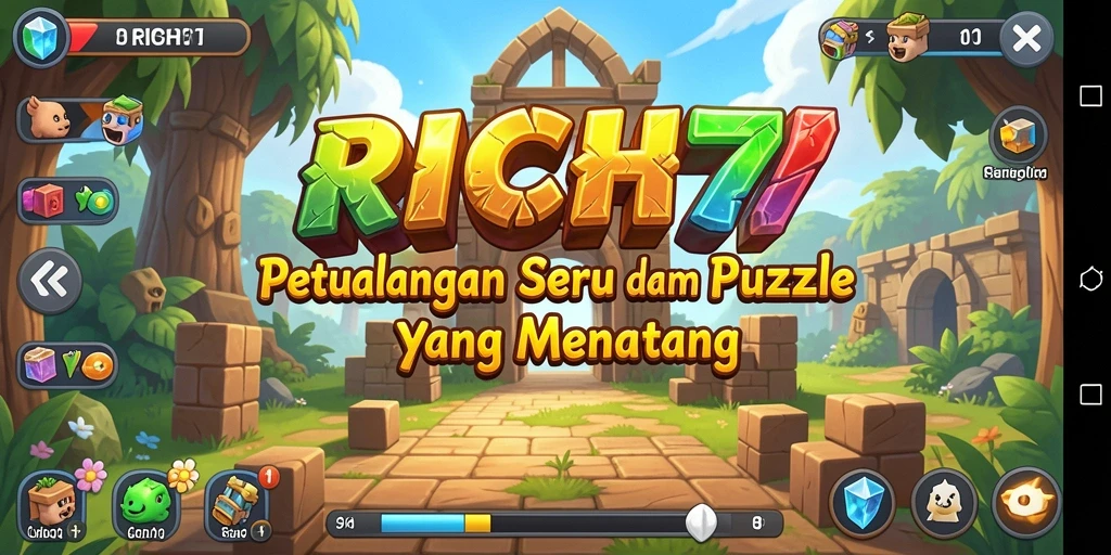 Tampilan gameplay RICH7 dengan berbagai teka-teki menantang.