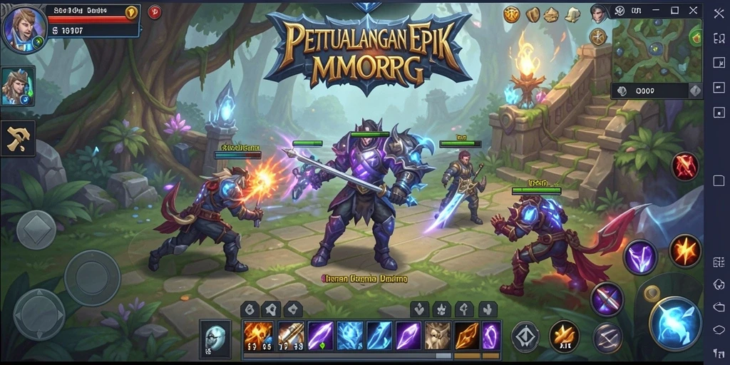 Tangkapan layar utama gameplay SD107 yang menampilkan pertarungan menarik dalam MMORPG.