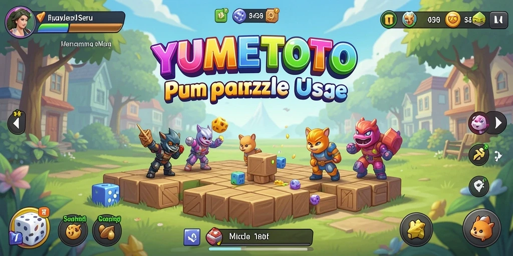 Screenshot gameplay YUMETOTO menampilkan tantangan puzzle yang seru dan menarik.